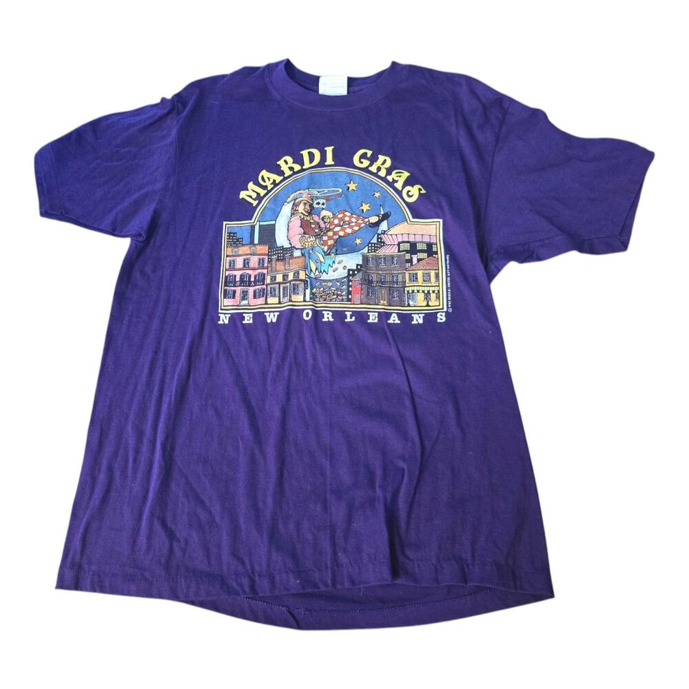 Vintage Mardi Gras New Orleans Purple Shirt Adult SZ XL 1984 Hanes 50 50